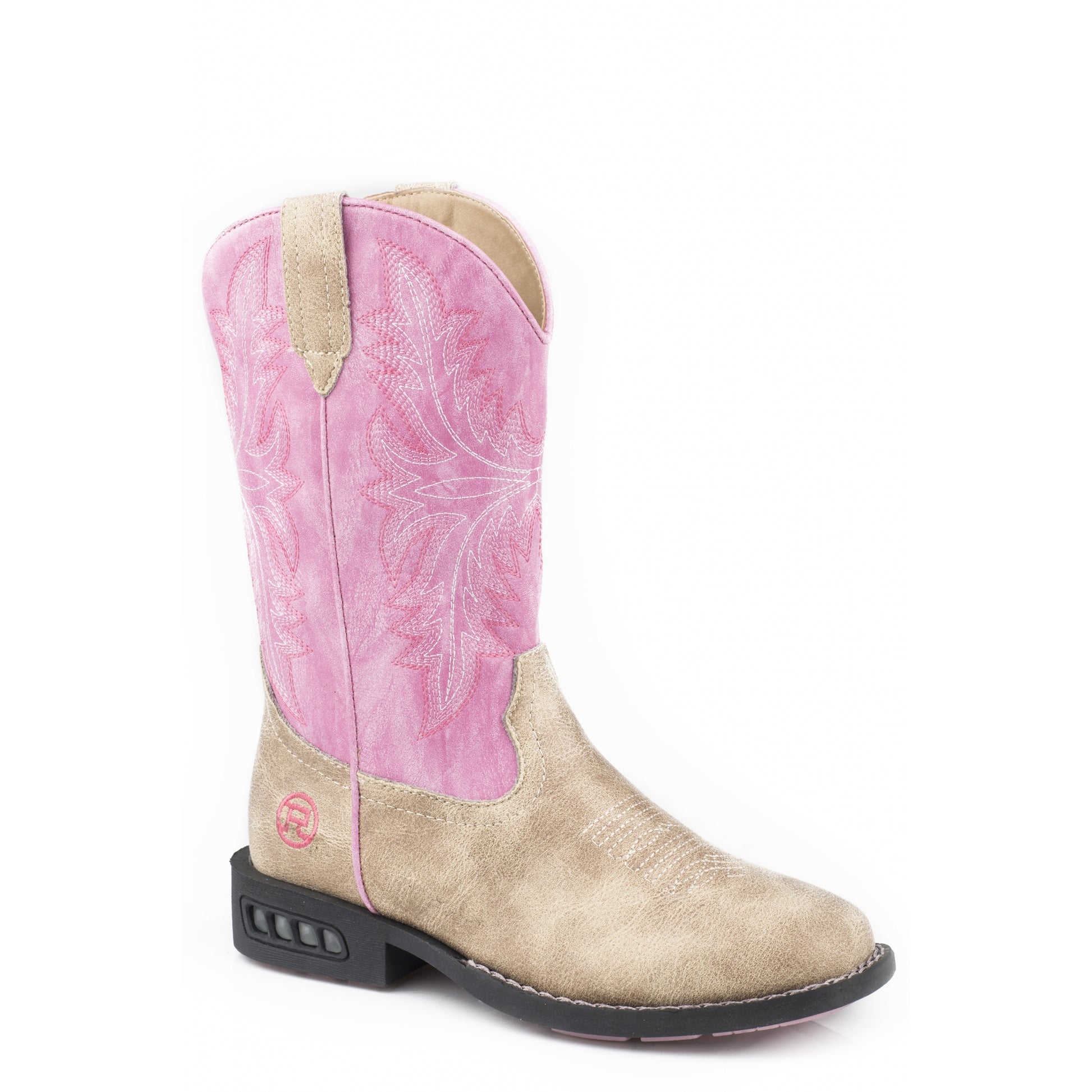 Roper Toddler Girls Pink/Tan Motion Lights Western Boots