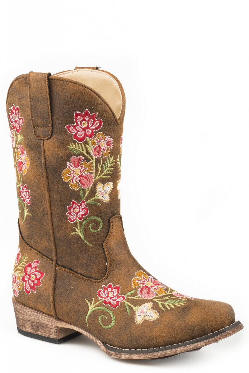 Roper Girls Vintage Cognac/Floral Embroidered West