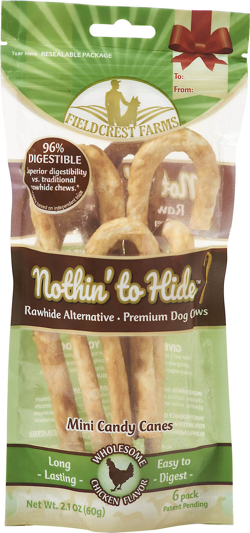 Fieldcrest Farms Nothin' To Hide Mini Candy Cane Dog Chews