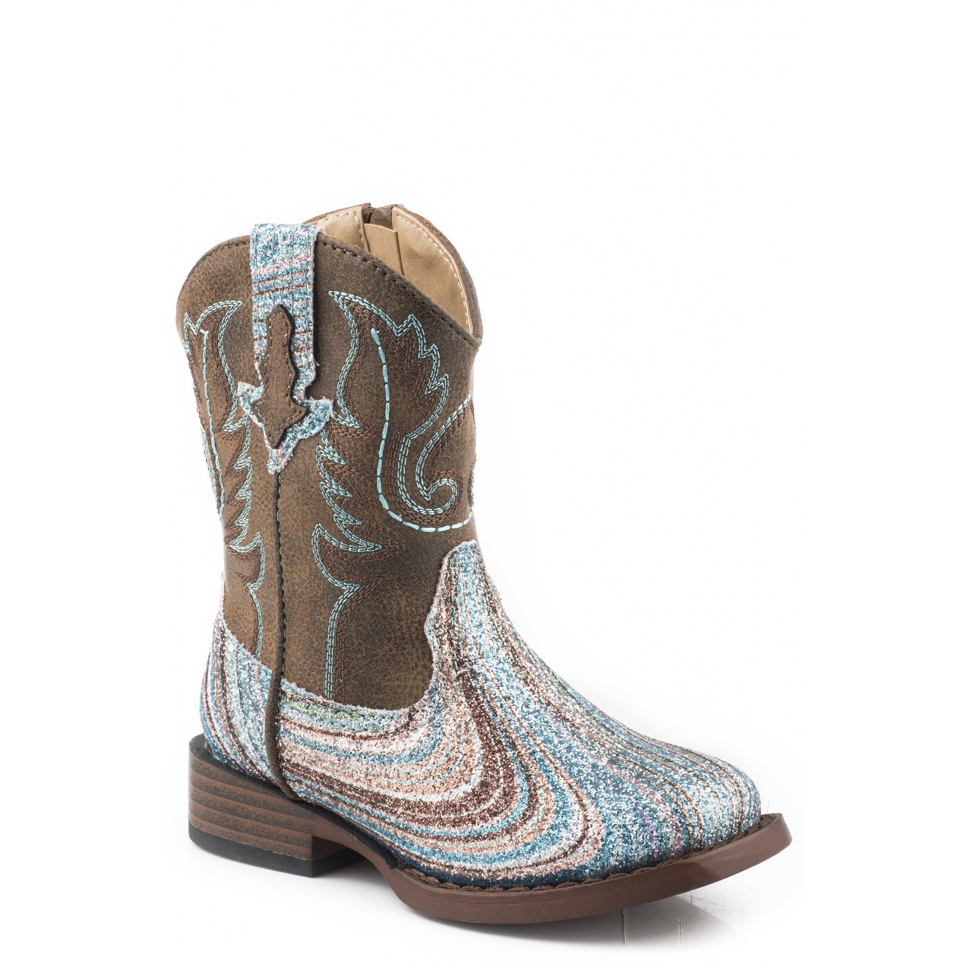 Roper Toddler Brown Shaft With Swirly Glitter Vamp Boots
