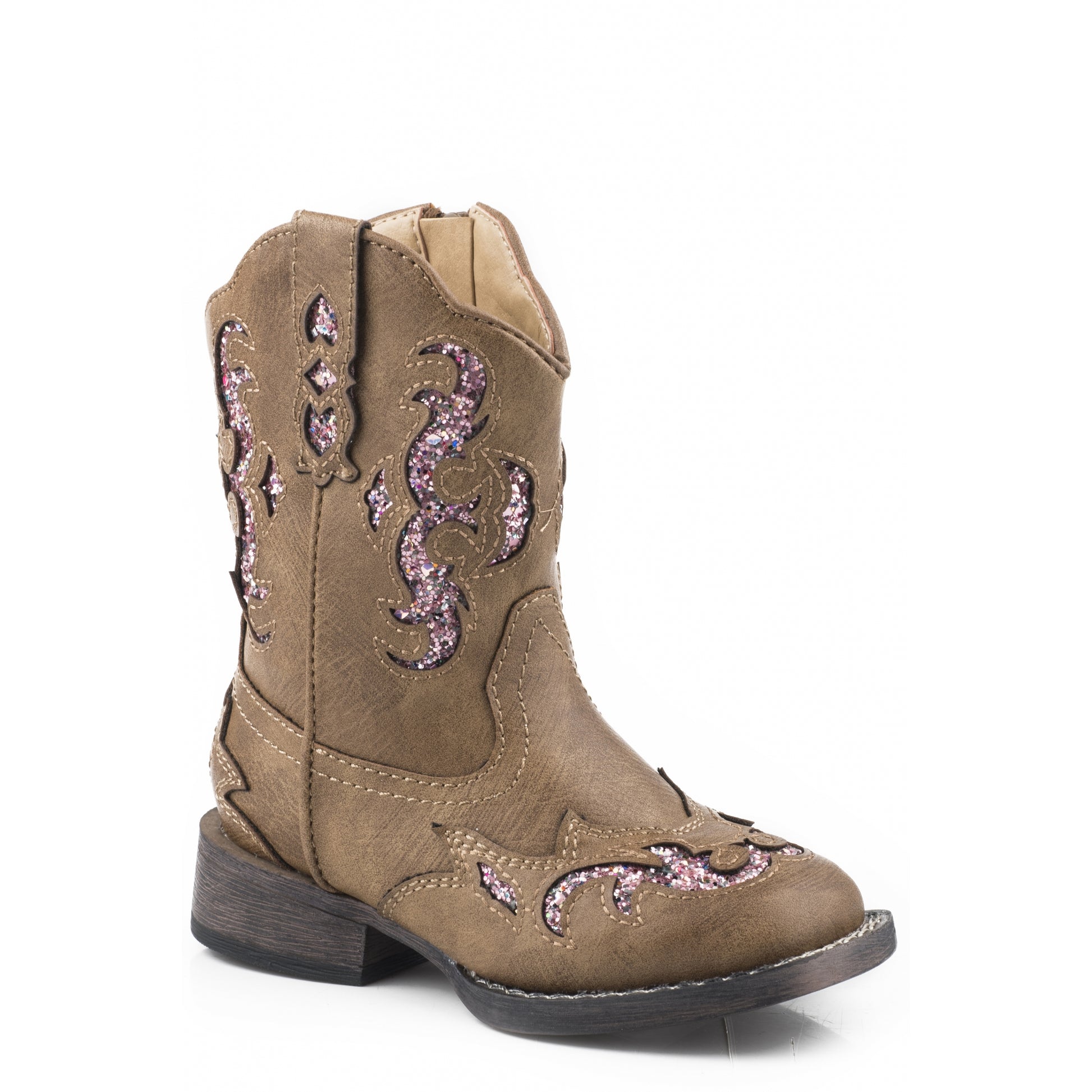 Roper Toddler Tan Tumbled Faux Leather Boots