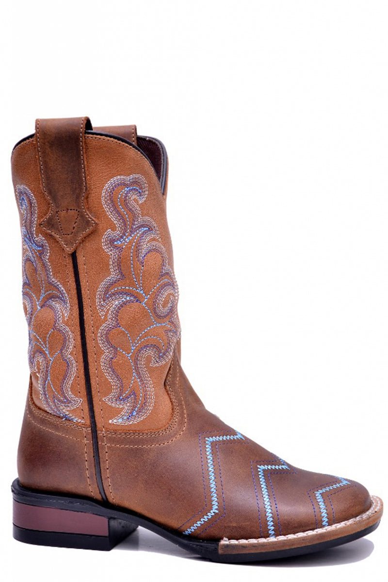 Roper Kids Brown Leather Vamp With Tan Shaft Boots
