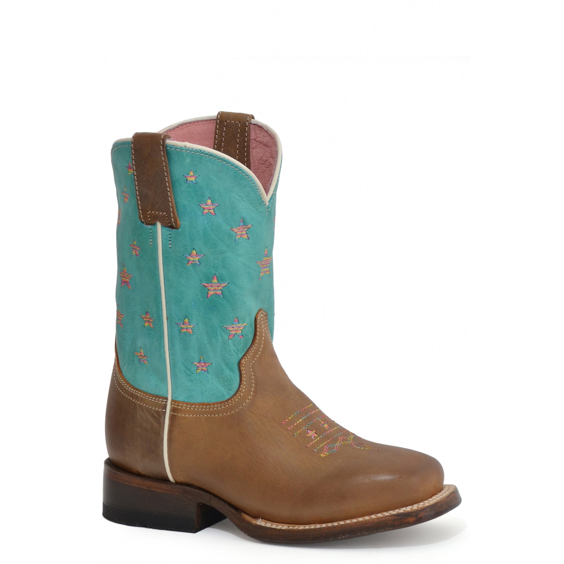 Roper Kids Embroidered Stars Leather Boots