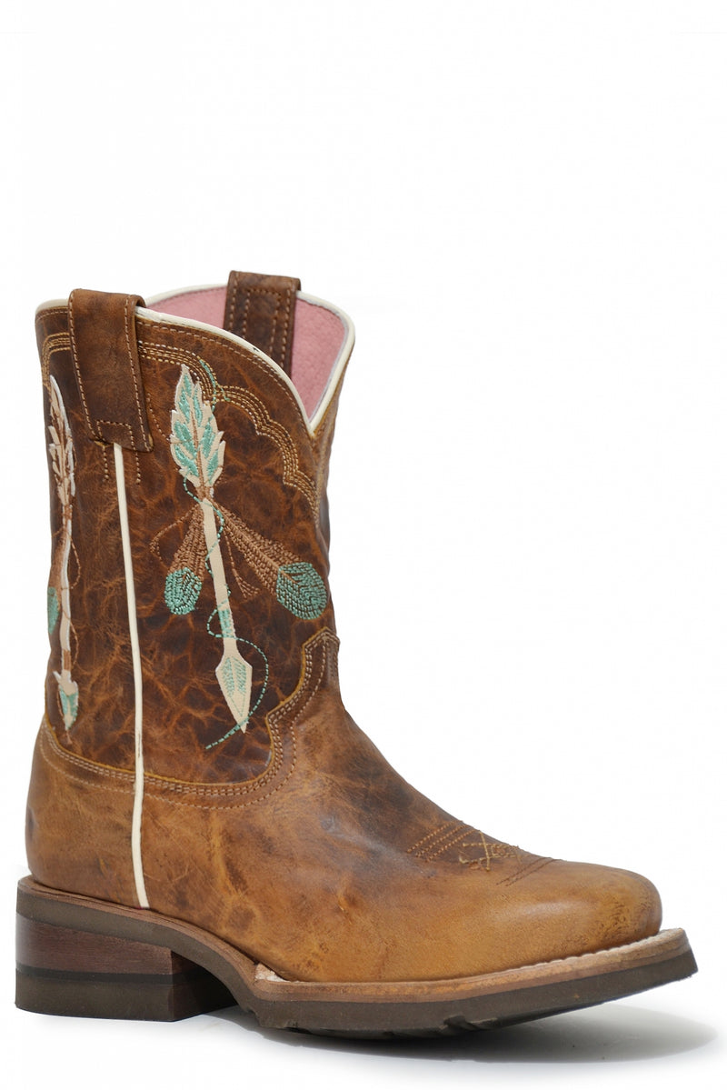 Roper Kids Arrow-Feather Embroidery Square Toe Boots