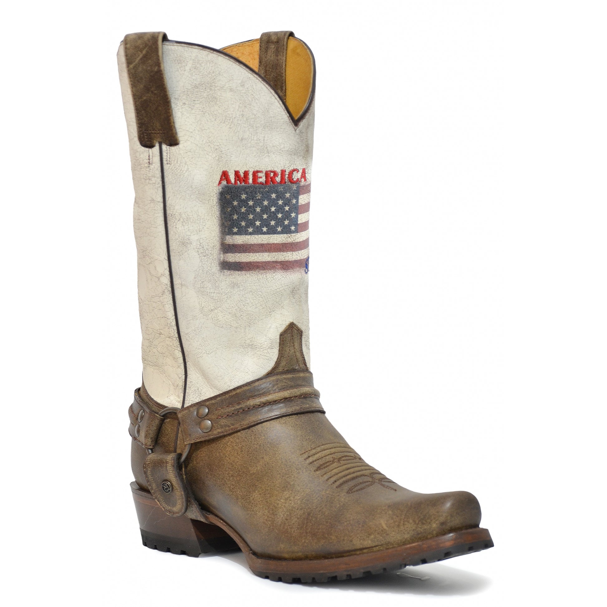 Roper Mens Square Toe Printed Flag 13" Shaft Leather Boots