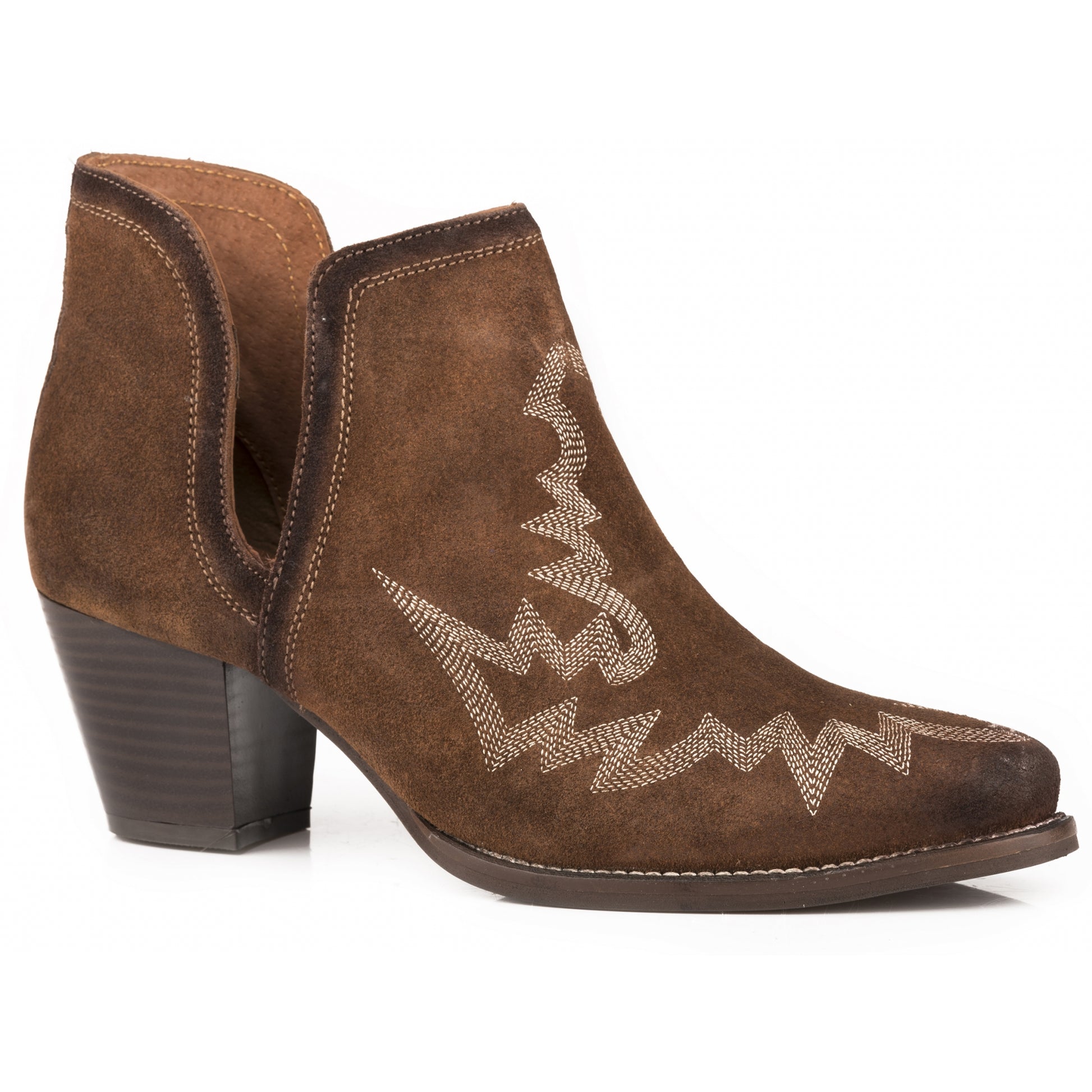 Roper Ladies Leather Western Stitch Ankle Boots