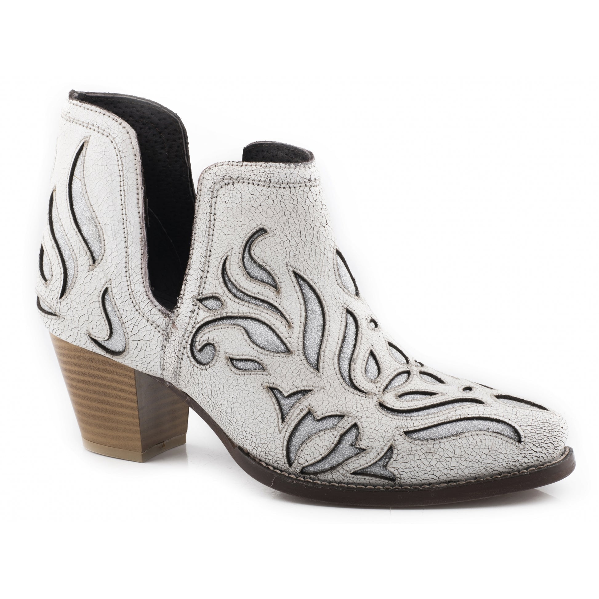 Roper Ladies Silver Underlays Snip Toe Ankle Booties