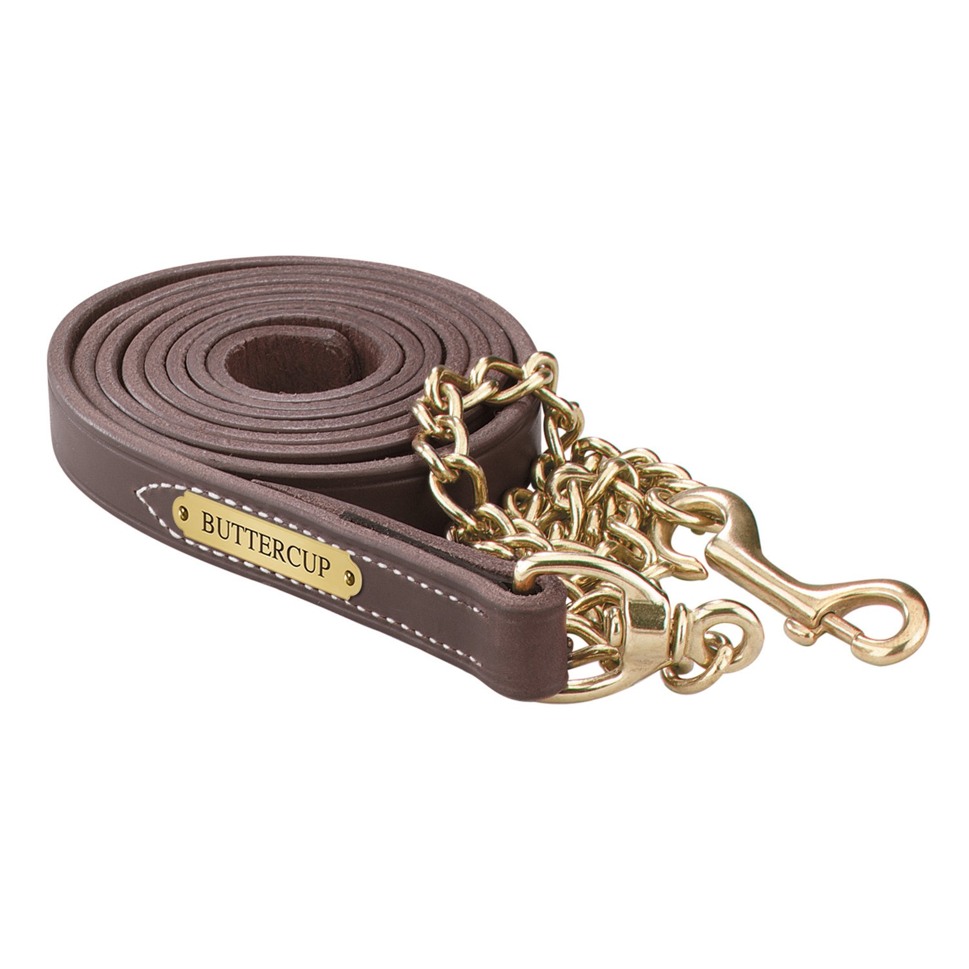 Perri's Personalized Leather Lead with 30" Solid Brass Chain
