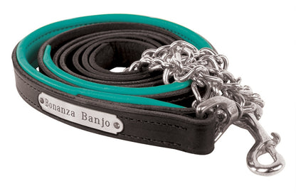 Perri's Personalized Padded Leather Lead with Chain