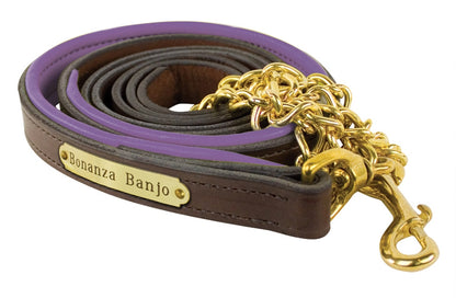 Perri's Personalized Padded Leather Lead with Chain