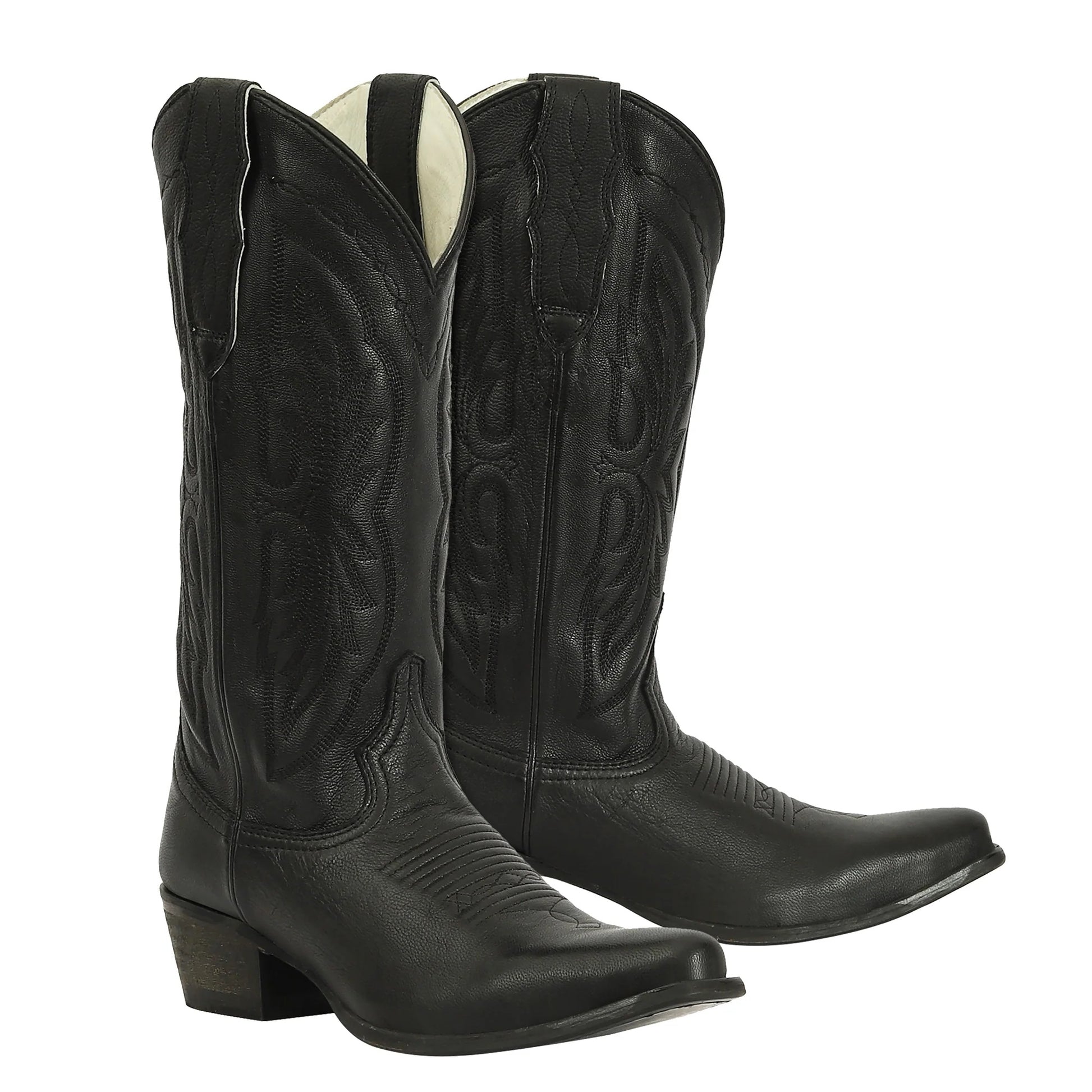 TuffRider Ladies Cowtown Mid Height Embroidered Leather Snip Toe Western Boots