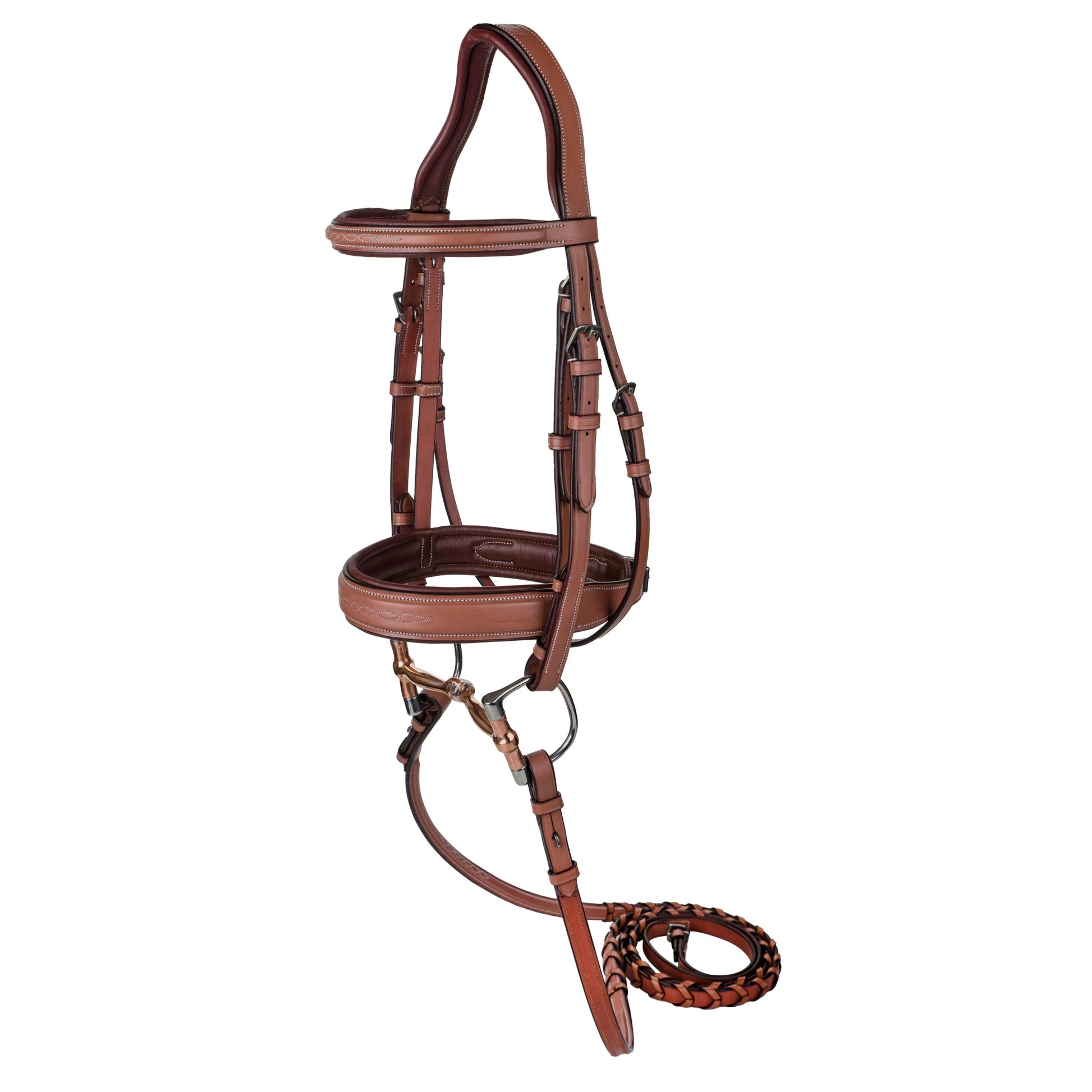 Henri de Rivel Laureate Fancy Stitched Bridle with Wide Caveson and Laced Reins