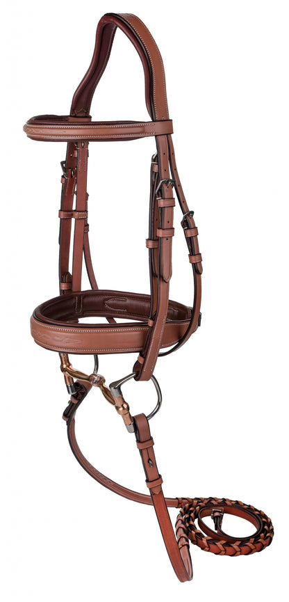 Henri de Rivel Laureate Fancy Stitched Bridle with Wide Caveson and Laced Reins