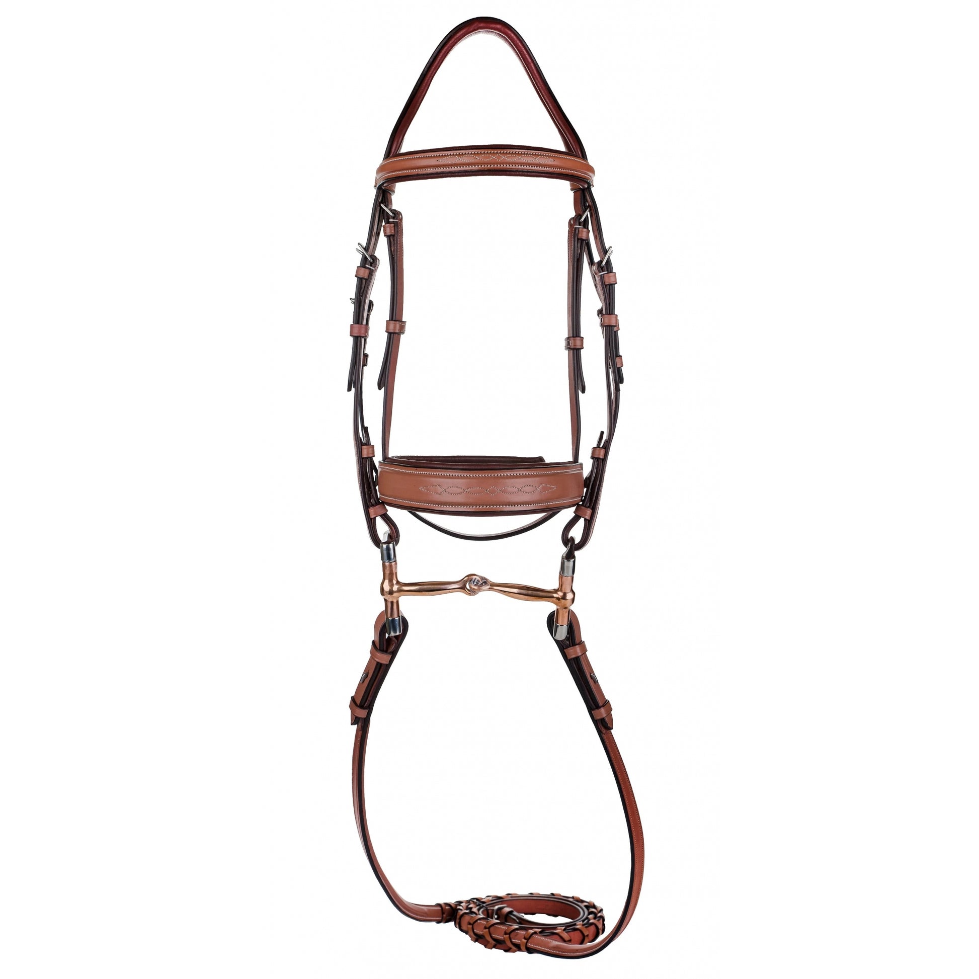 Henri de Rivel Laureate Fancy Stitched Bridle with Wide Caveson and Laced Reins