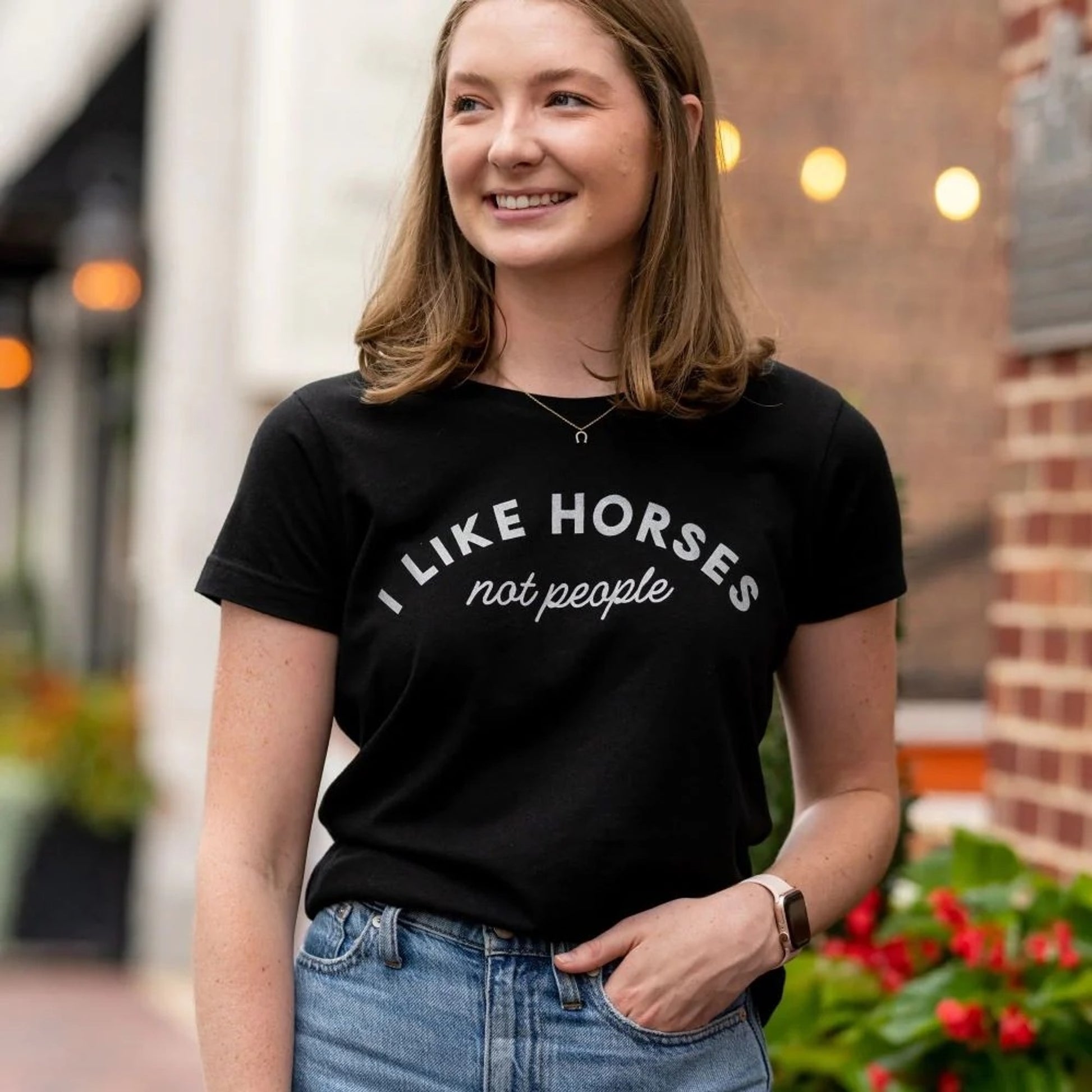 Dapplebay Ladies I Like Horses Not People Tee
