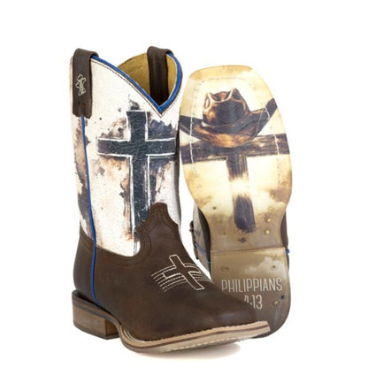 Tin Haul Little Kids Church Cross Square Toe Boots