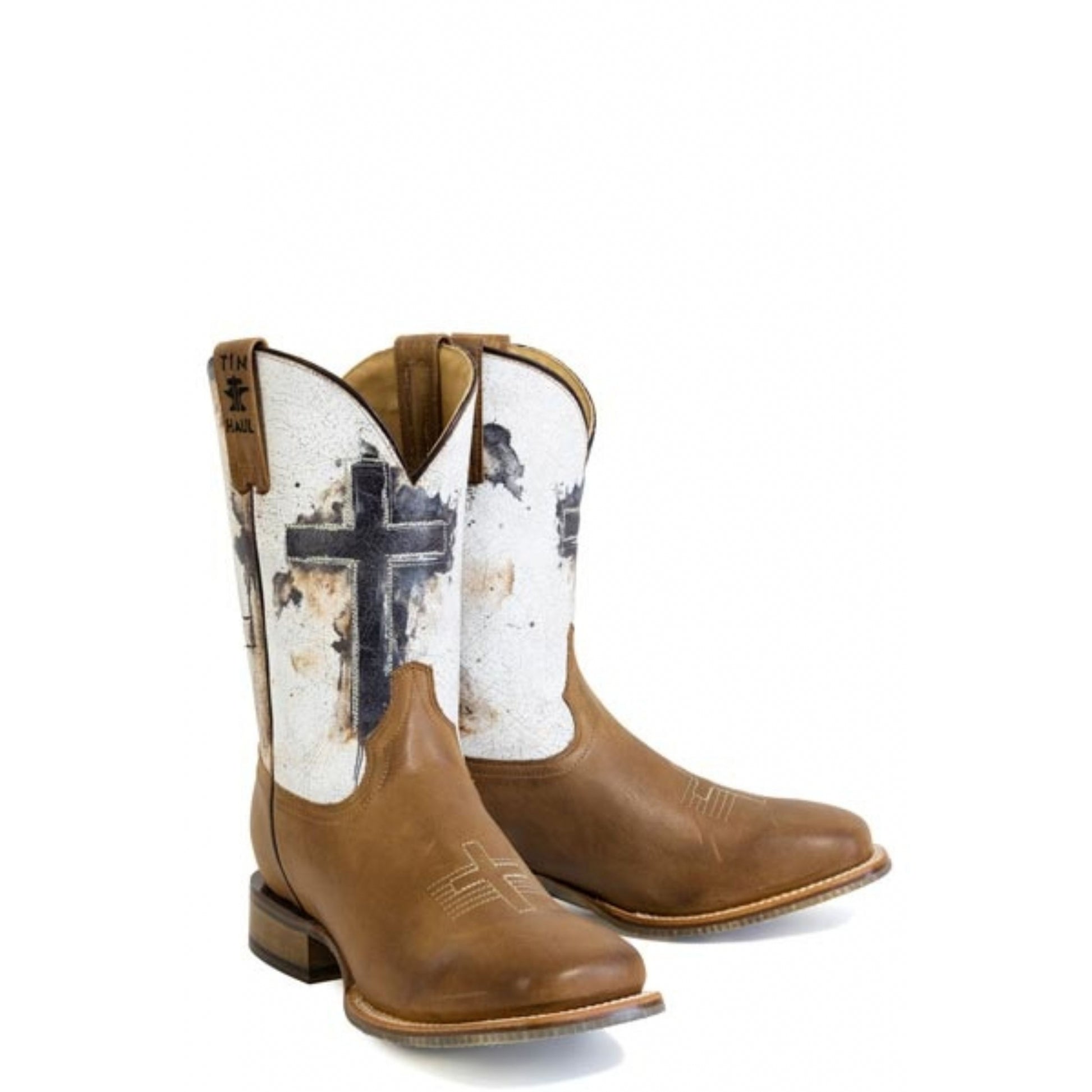 Tin Haul Mens Church Cross Square Toe Boots