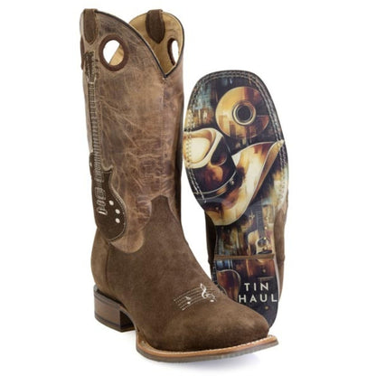 Tin Haul Mens Hat and Soul Square Toe Boots