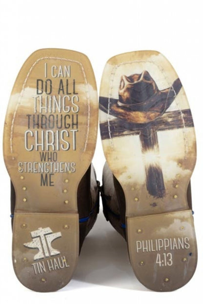 Tin Haul Big Kids Church Cross Square Toe Bootss