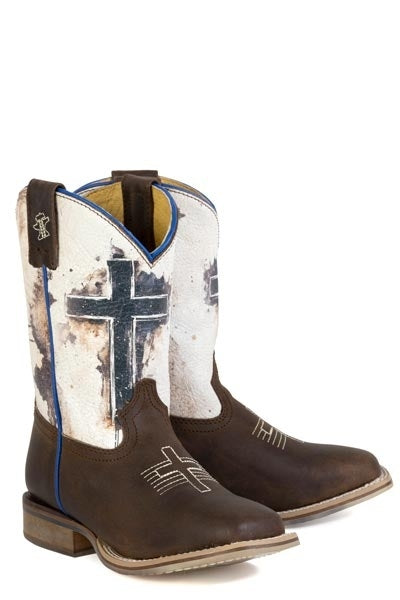 Tin Haul Big Kids Church Cross Square Toe Bootss