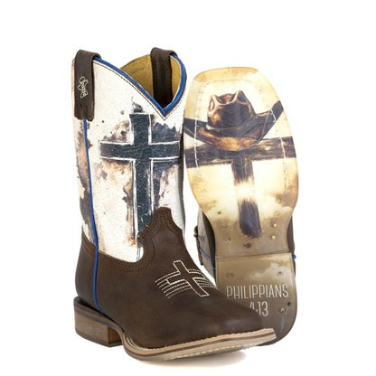 Tin Haul Big Kids Church Cross Square Toe Bootss