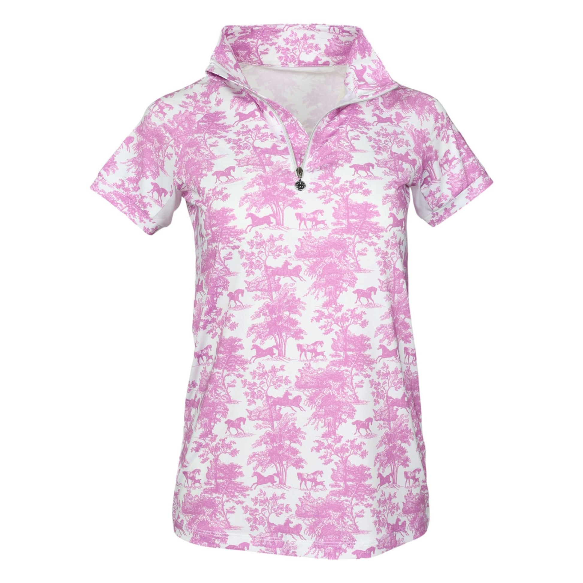 Dapplebay Kids Equestrian Toile 1/4 Zip Short Sleeve Top