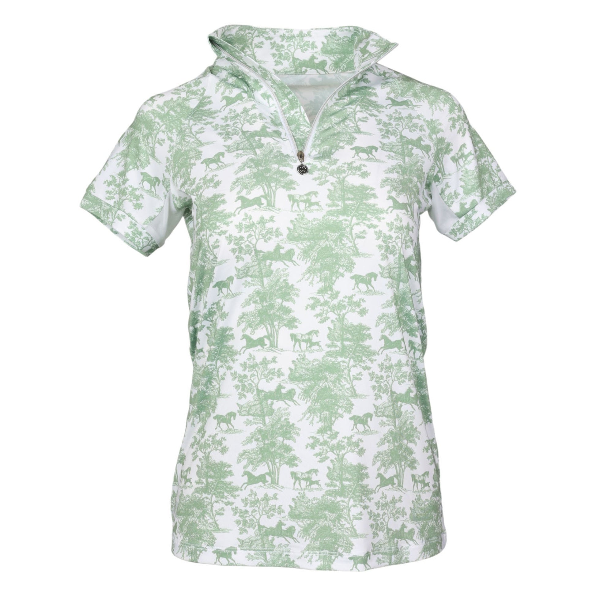 Dapplebay Kids Equestrian Toile 1/4 Zip Short Sleeve Top