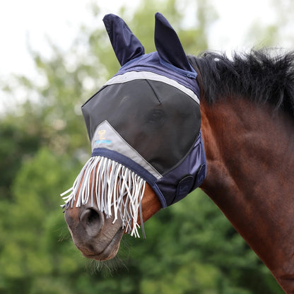 Shires FlyGuard Pro Fine Mesh Fly Mask with Ears & Nose Fringe