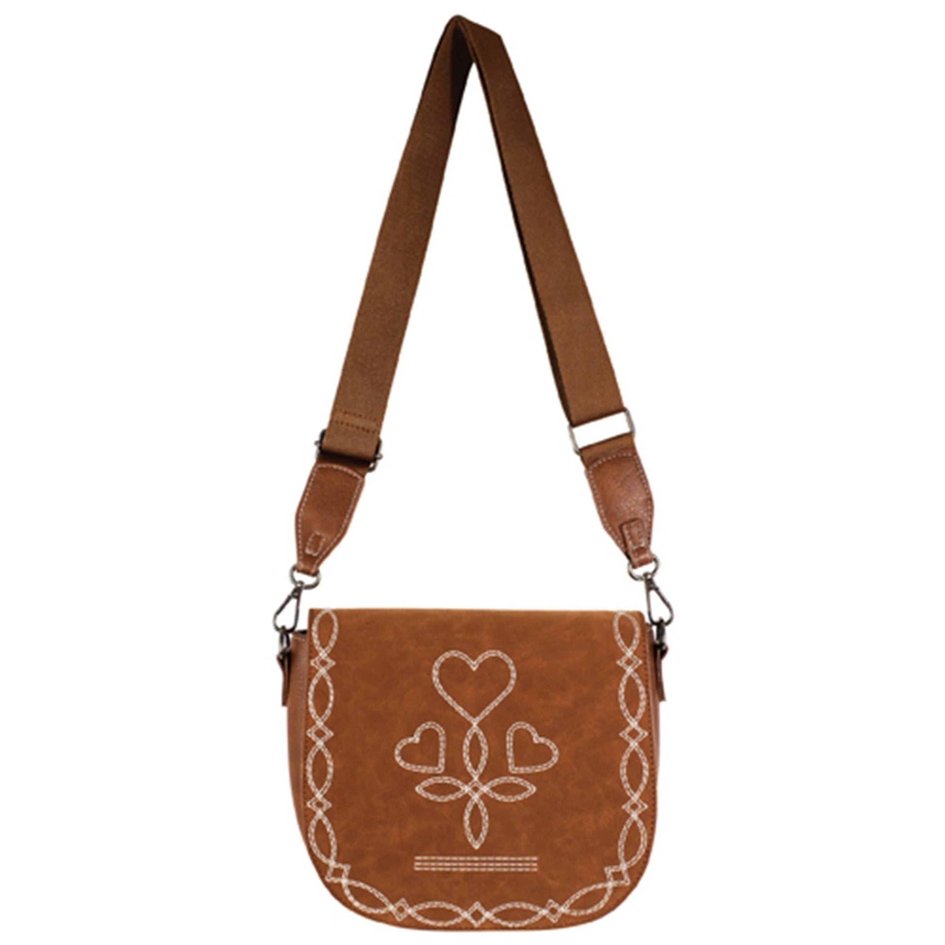 Justin Ladies Saddle Bag with Heart Stitching