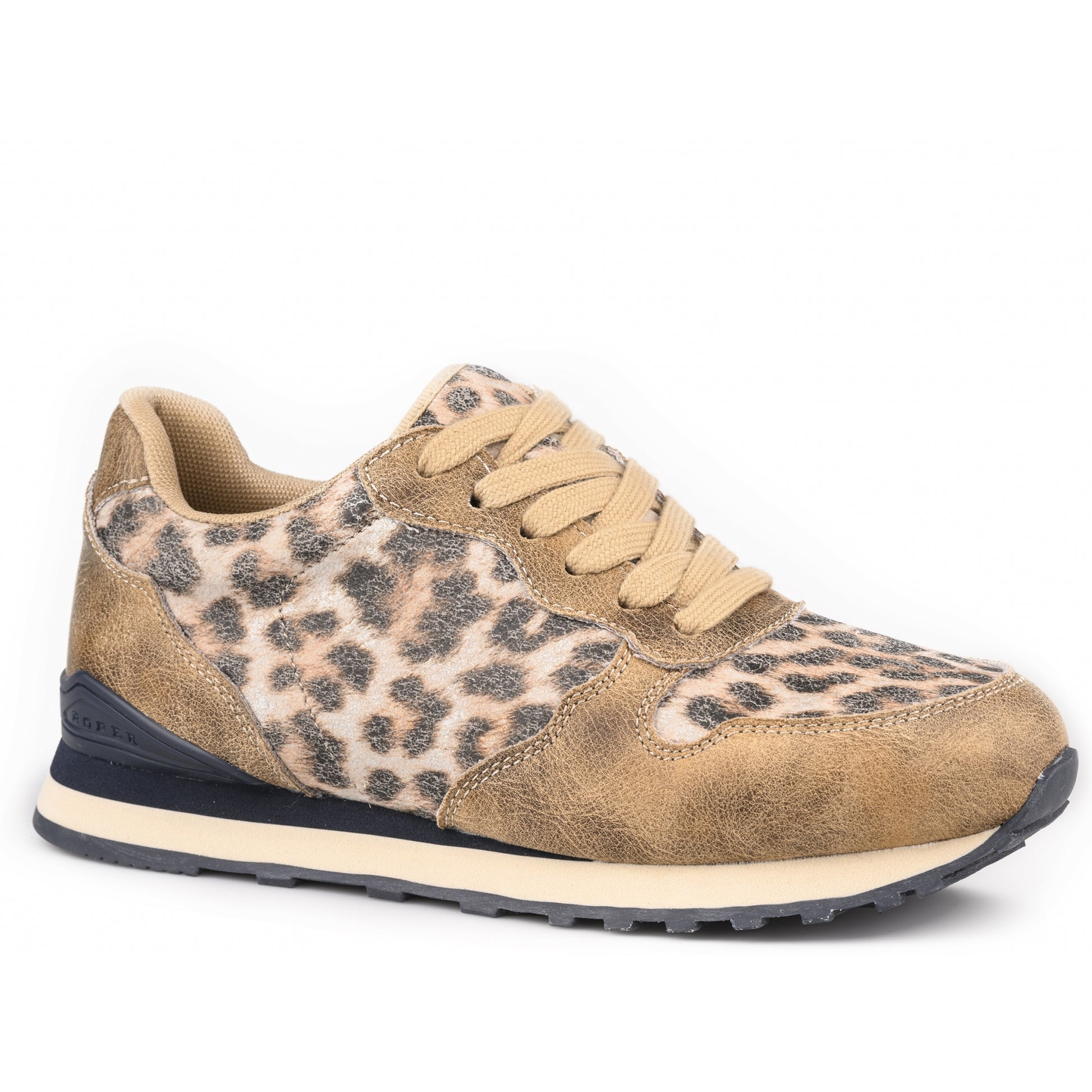 Roper Ladies Faux Leather Shoes With Leapord Print