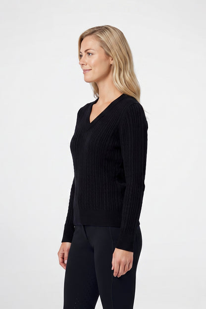 Weatherbeeta Ladies Cable Knit V-Neck Pullover