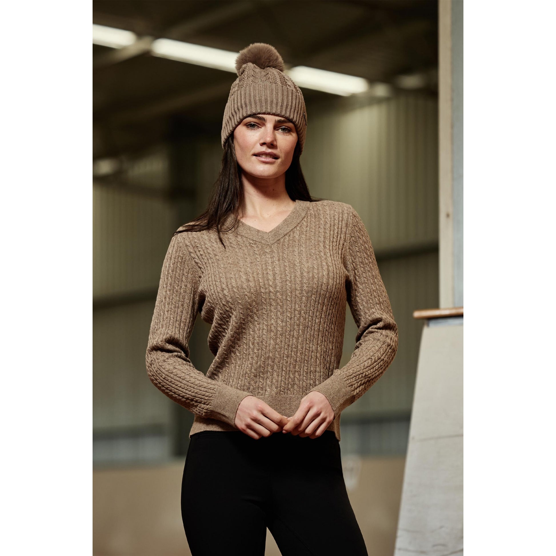 Weatherbeeta Ladies Cable Knit V-Neck Pullover