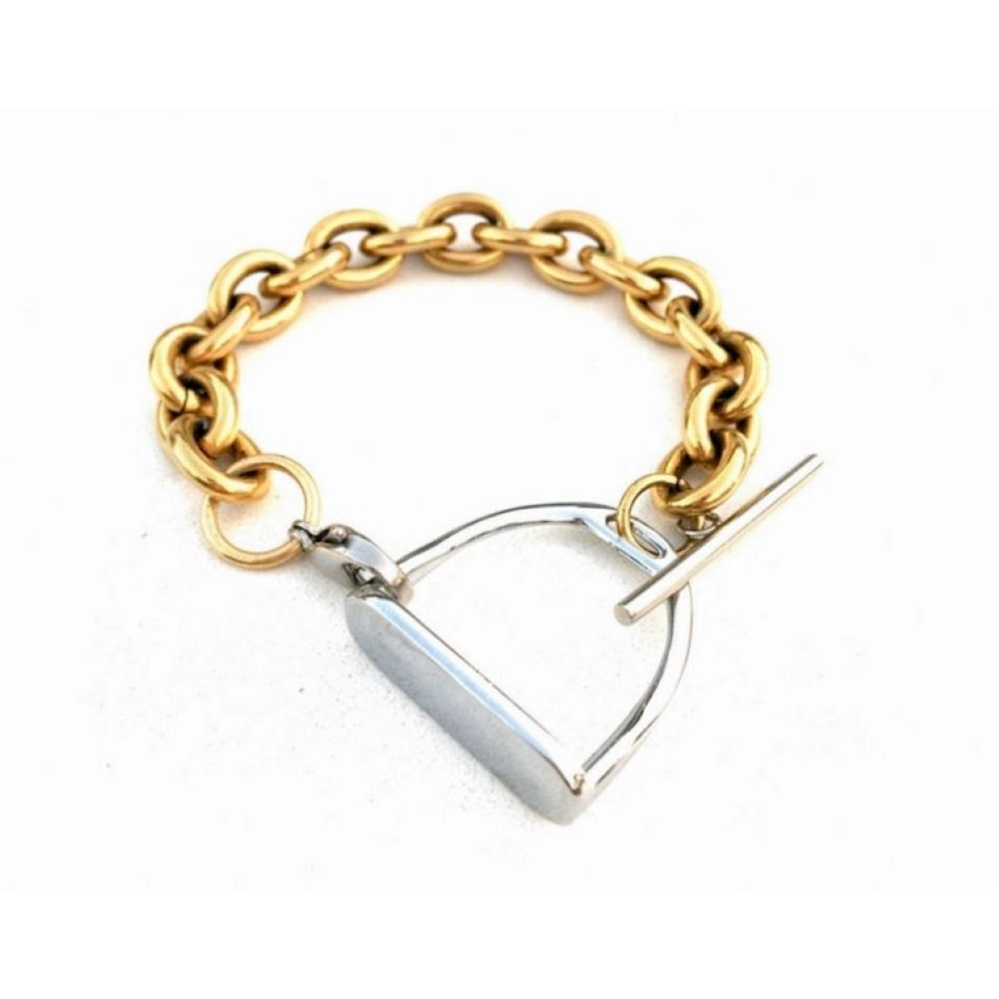 Awst Int'l Two-tone Chunky Stirrup Bracelet