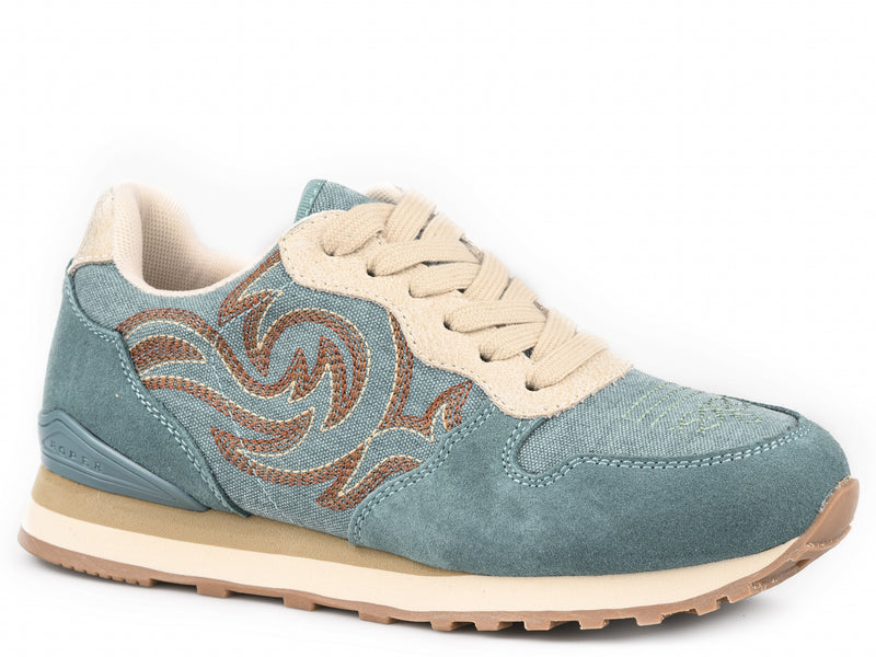Roper Ladies Turqouise Suede and Western Stitch Joggers