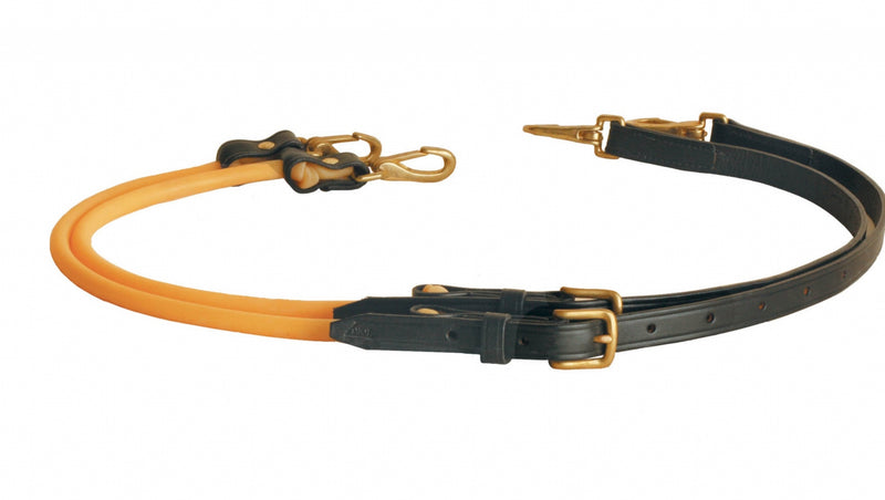 Adjust Leather/Latex TubingSide Rein 38-48 Bk/Gry