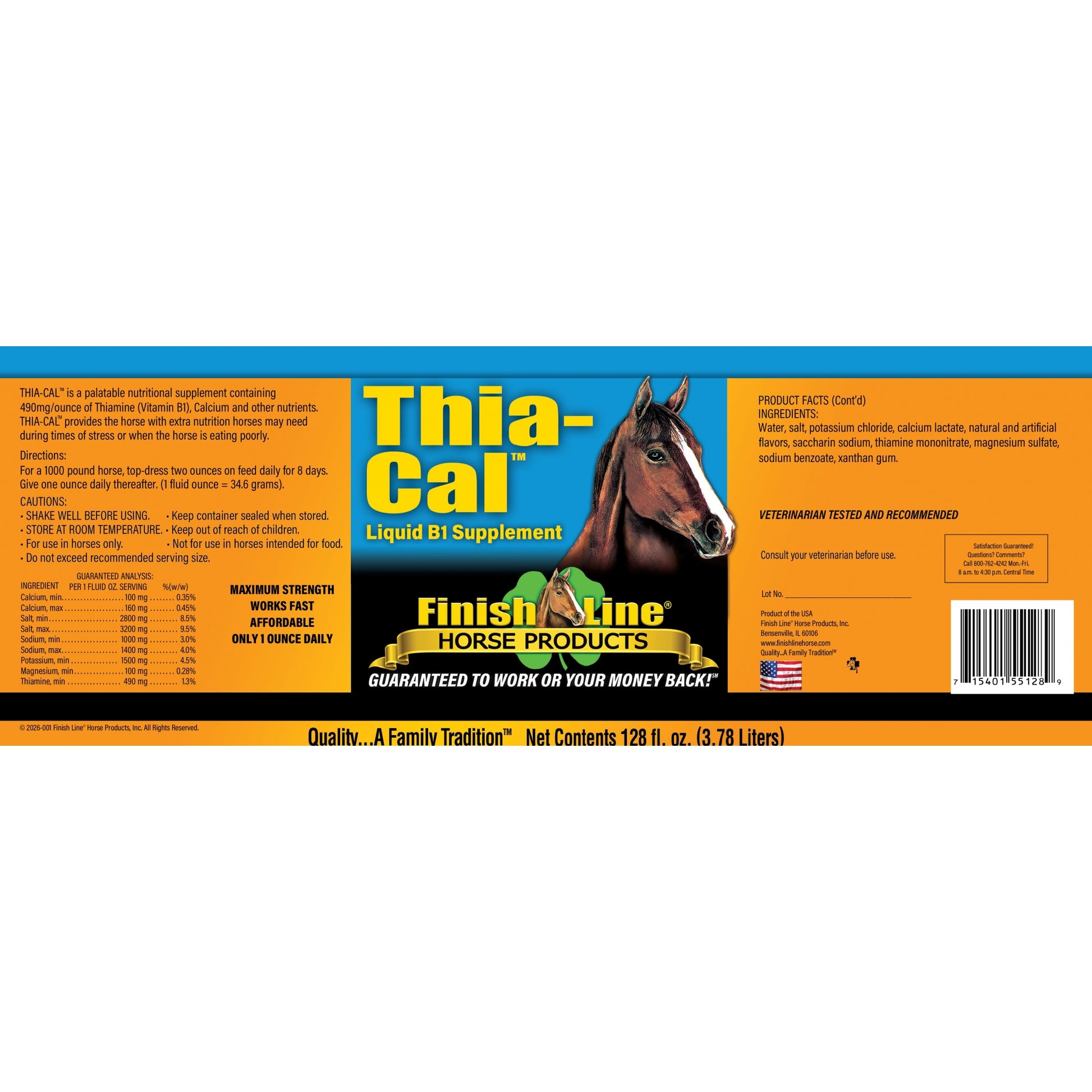Thia-Cal Liquid B1 Supplement For Horses