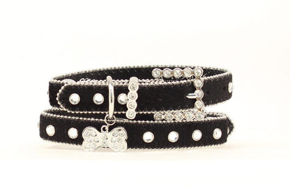 Blazin Roxx Bling Hair On Dog Collar LG Brown