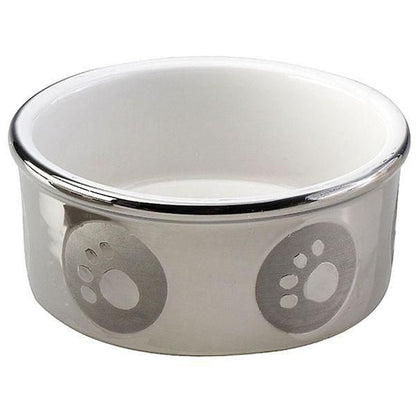 Paw Print Titanium Dog Dish