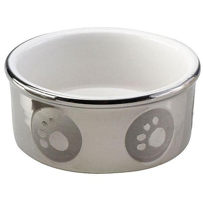 Paw Print Titanium Dog Dish