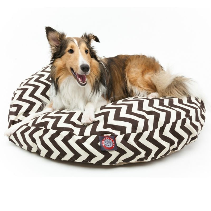 Majestic Outdoor Chocolate Chevron Round Pet Bed