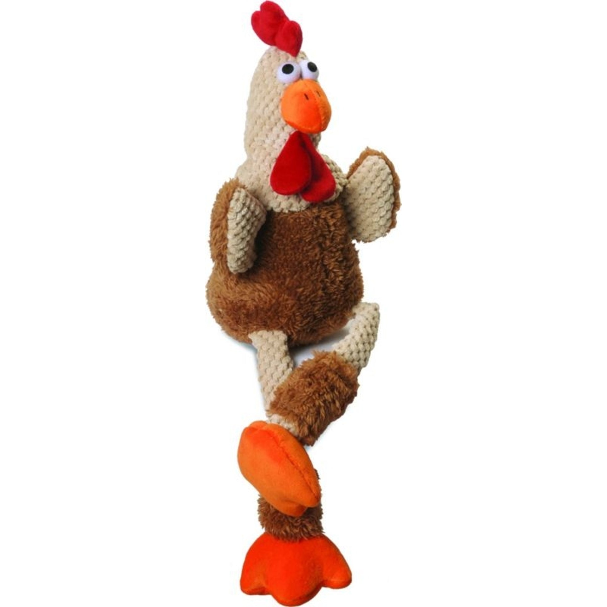 goDog Checkers Skinny Brown Rooster Dog Toy