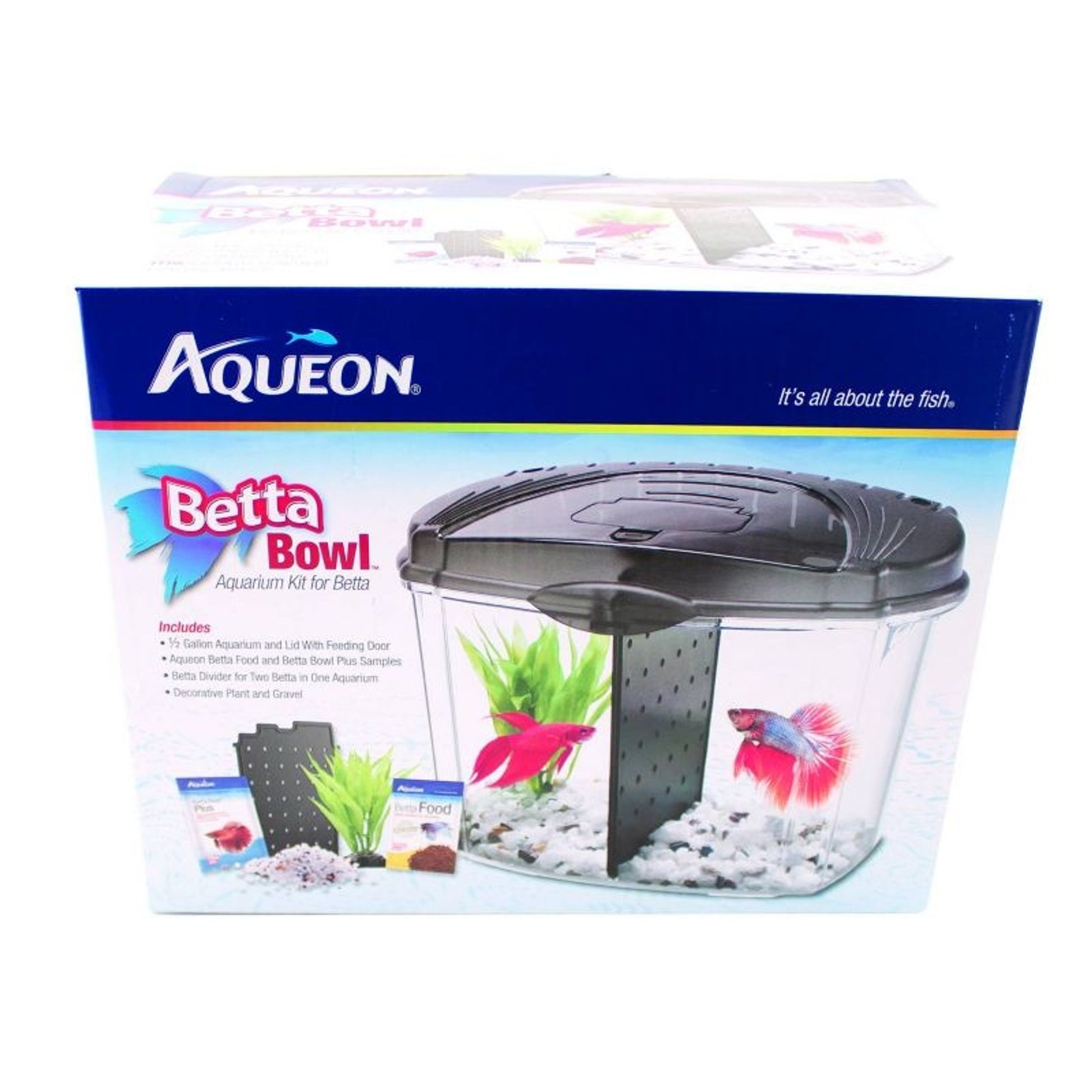 AQUEON 1/2 Gallon Betta Bowl Starter KitW/Divider
