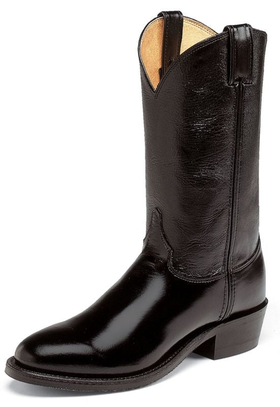 Justin Mens Round Toe 12in Blk Western Boot