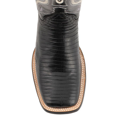 Ferrini Mens Teju Lizard Sq Toe Black Boots