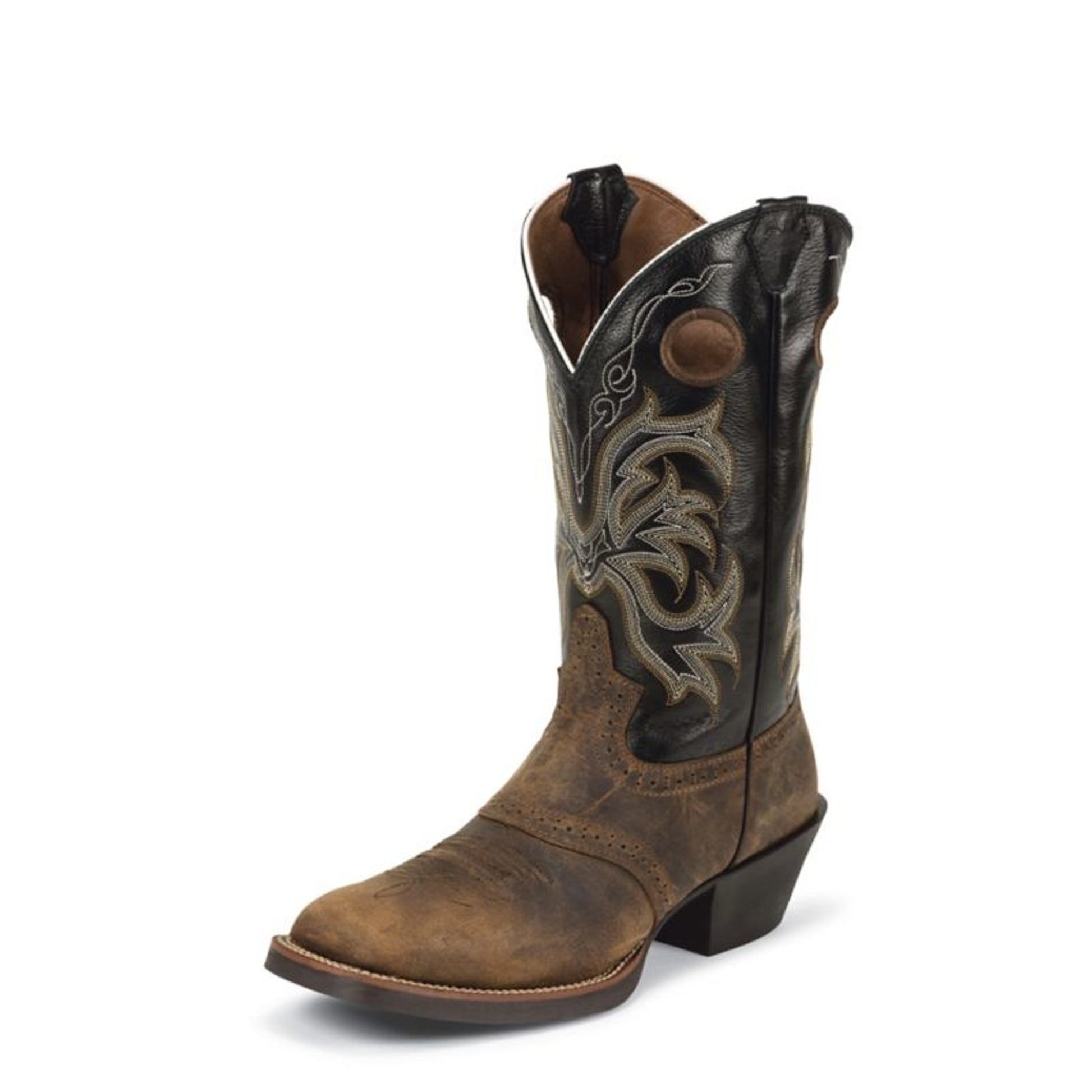 Justin Mens Stampede Punchy Sq Black Boots