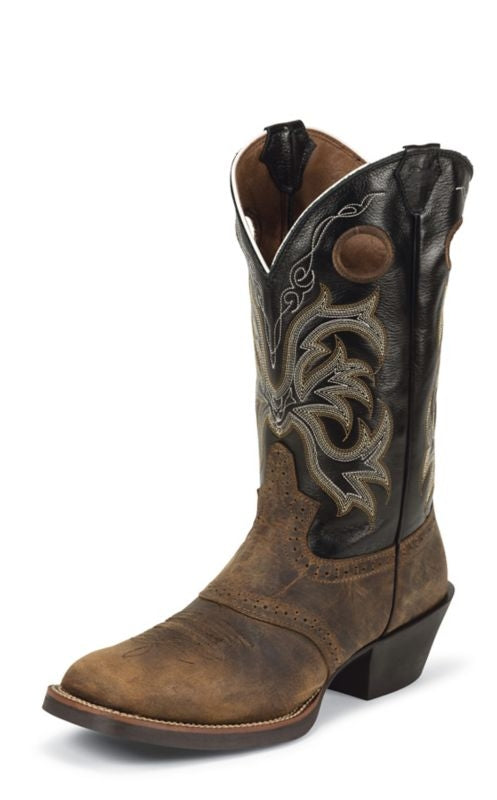 Justin Mens Stampede Punchy Sq Black Boots