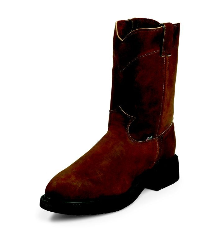 Justin Mens Steel Comfort PullOn Boot Bark