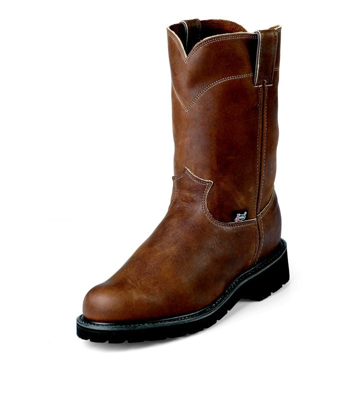 Justin Mens Dbl Comfort Pull On Work Boots