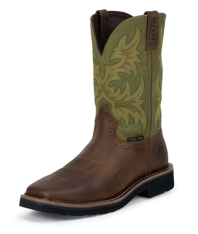 Justin Mens Stampede Driller Steel Toe Boots