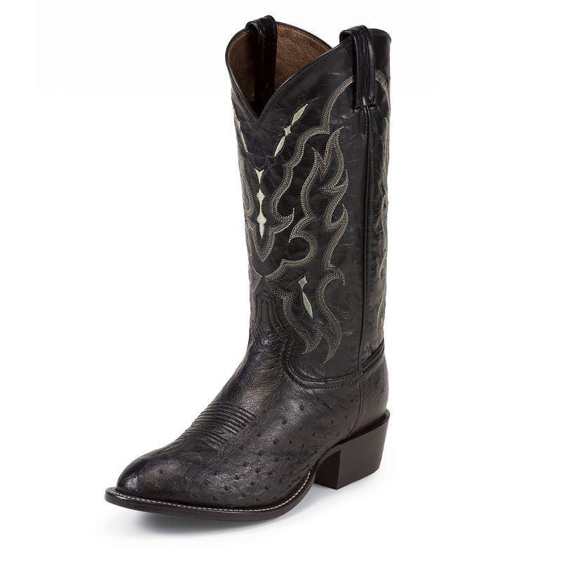 Tony Lama Mens Rnd Blk Smooth Ostrich Boots